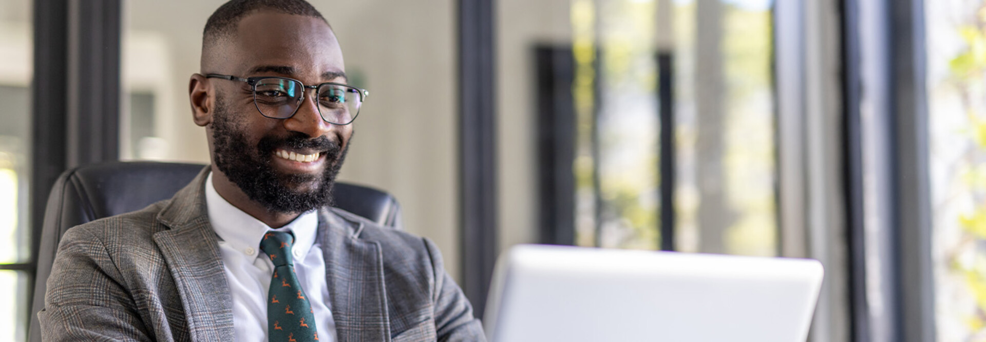 Person using computer in office