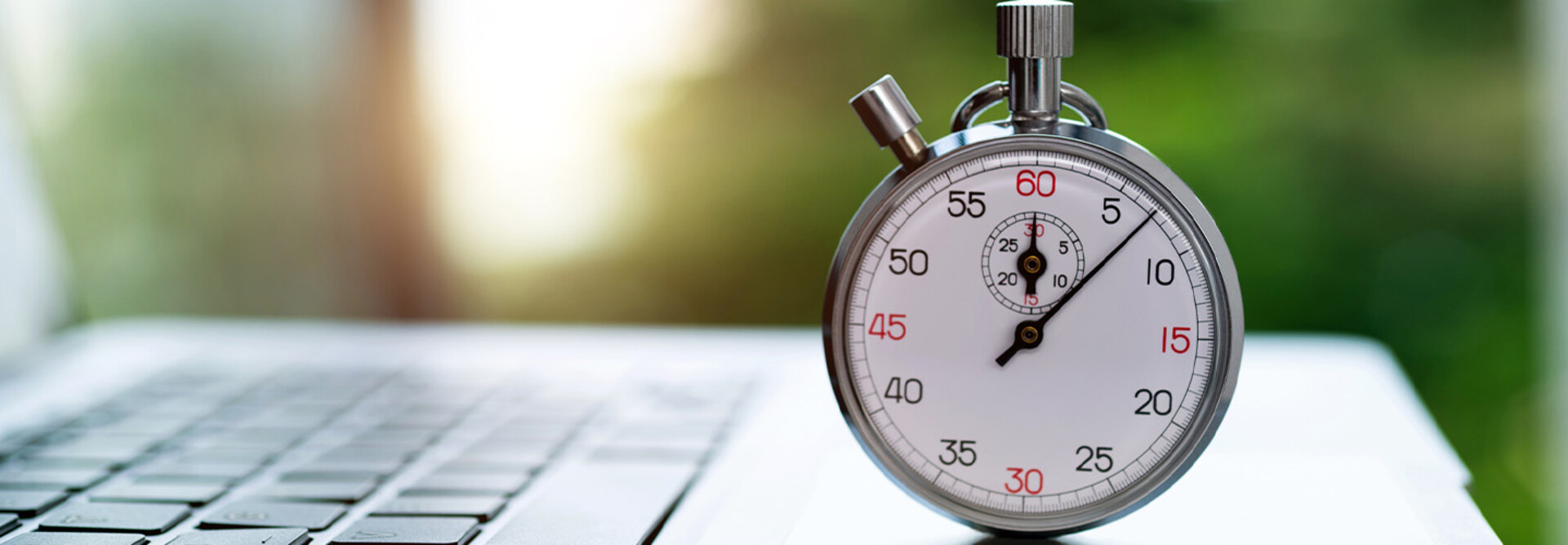 Stopwatch on laptop keyboard