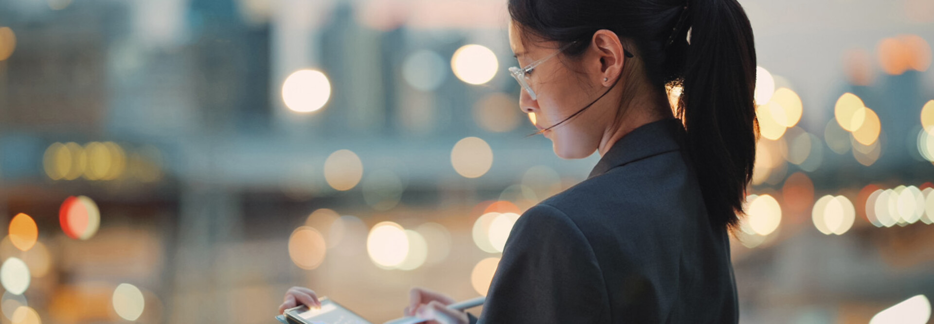 Person looking at a tablet