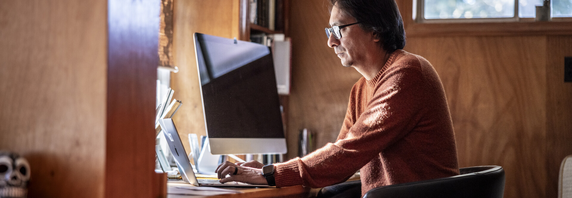 Man looking serious at a computer