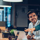 Small business leaders at a table talking