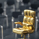 Person walking toward a gold chair