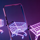 abstract image of a phone and shopping cards to illustrate unified commerce