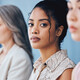 Person looking into camera during meeting