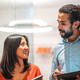 Colleagues talking at work 