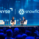 Photo of Lynn Martin President of NYSE and Sridhar Ramaswamy CEO of Snowflake 