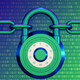 Image of a security lock against a blue-green background
