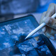 Security guard using tablet