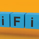 Colorful boxes spelling out WiFi 7