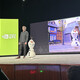 Moritz Bächer, lab director of Disney Research, with robot Olaf at NVIDIA GTC