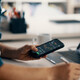 Man accessing financial data