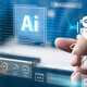 Man using a laptop and AI assistant dashboard