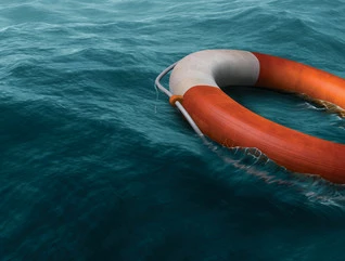Life preserver in water
