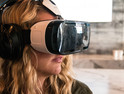 Woman using a Samsung Gear VR headset 