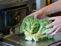 Broccoli being checked out at a self-serve checkout