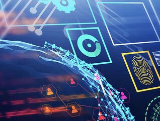 Futuristic digital business HUD interface