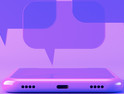 Chat speech bubble on smart phone screen