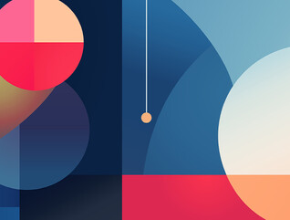 Background with various flat circles on geometric background