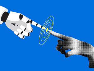 AI and human fingers touching