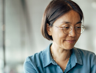 Employee using laptop in the office