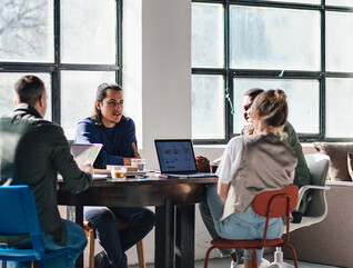 Employees working at a start-up