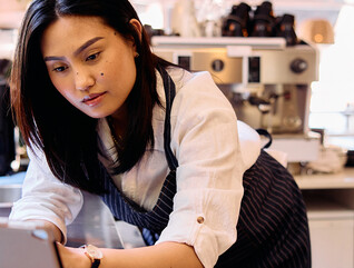 Person working on a tablet