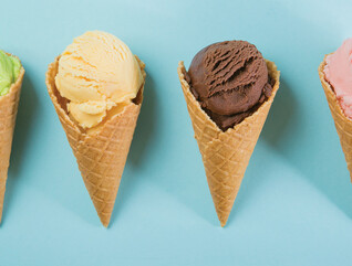 Concept art featuring four ice cream cones