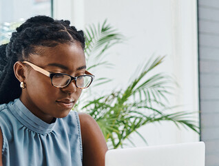 Person using computer in small business