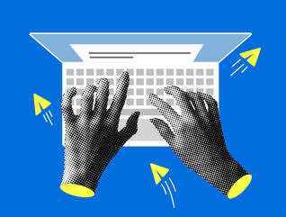 Hands typing on a computer