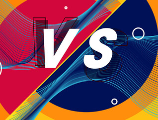 Abstract image showing "versus" overlap of shapes