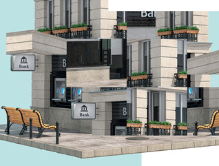 Illustrated image of a local bank branch