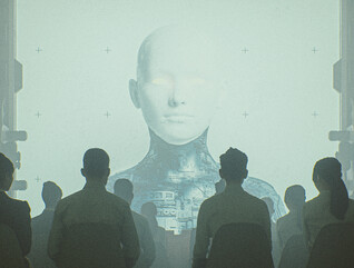 Abstract image of AI and humans