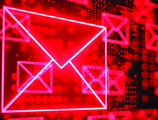 Neon email symbol in red