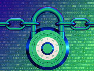Image of a security lock against a blue-green background