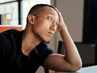 Person overworked in the office