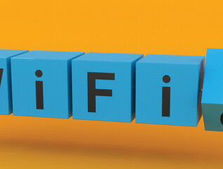 Colorful boxes spelling out WiFi 7