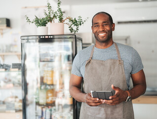 Small business owner with tablet