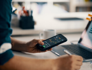 Man accessing financial data