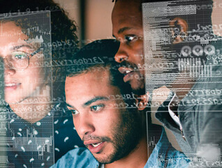 cybersecurity team looking at reports