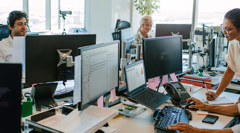 bank employees in an office 