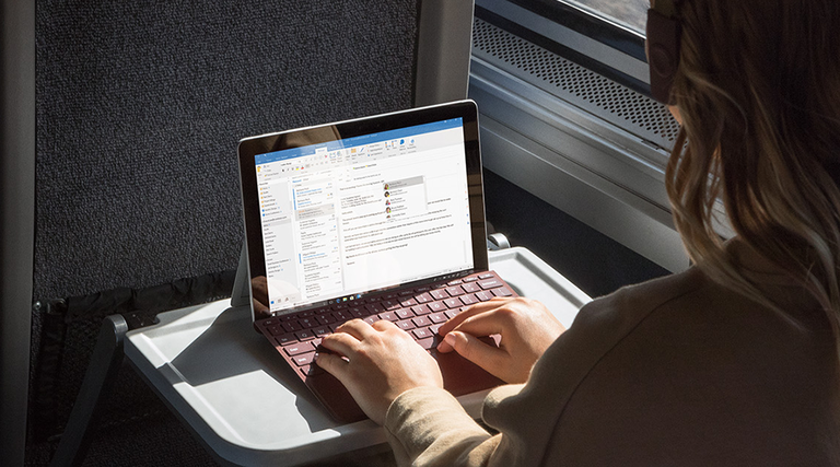 Woman using Windows 10 