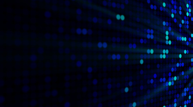 Blue glowing circle pixels on edge of LED screen