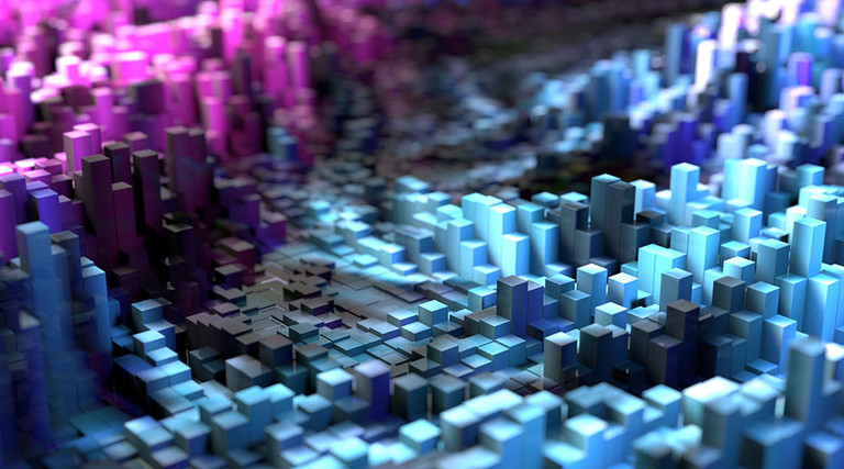 Data Lake Architecture. Colorful blocks representing data.