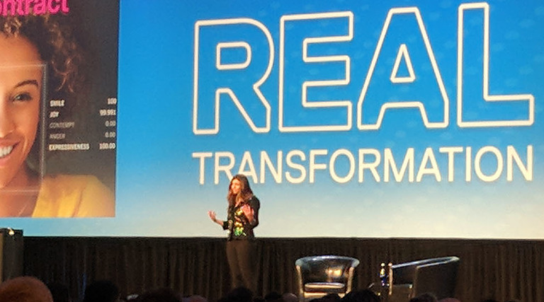 Rana el Kaliouby, Co-founder and CEO of Affectiva speaking at Dell Technologies World 2019.