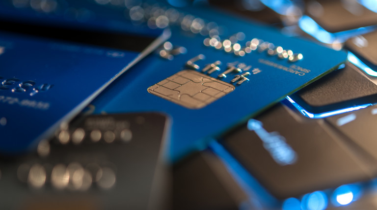 Credit card with visible chip