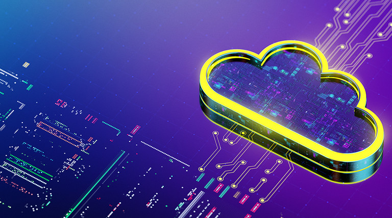 Yellow cloud icon processing data