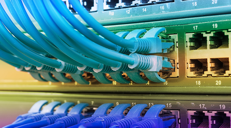 network cable with high tech technology color background