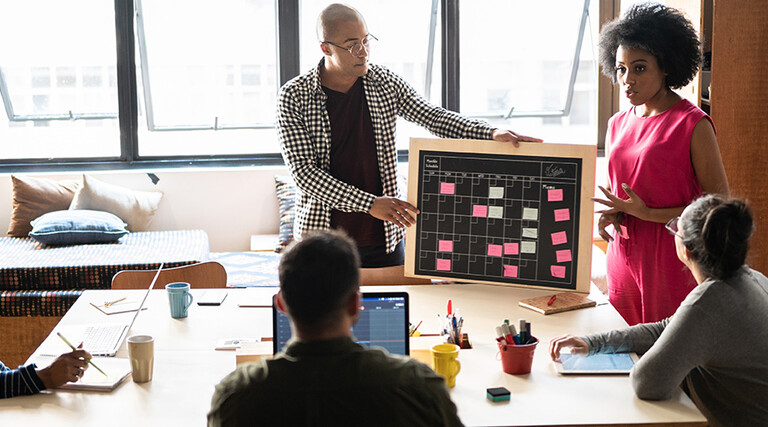 Coworkers collaborating in a meeting