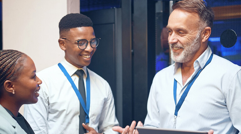 IT leader working with tech support