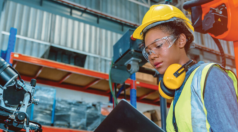 Manufacturing worker in a factory